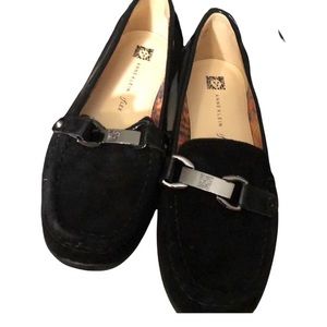 NWB Anne Klein black suede loafer 8.5 w/ defects